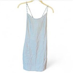 Iris Blue and White Gingham mini dress